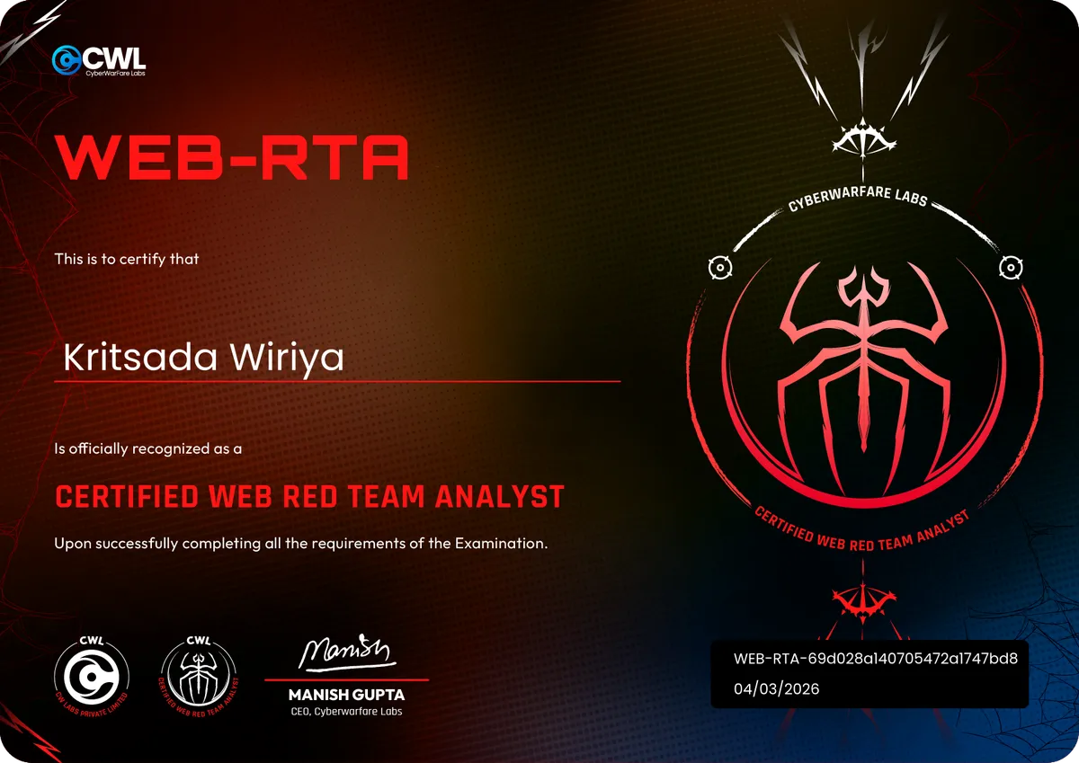 Certified Web Red Team Analyst (Web-RTA)